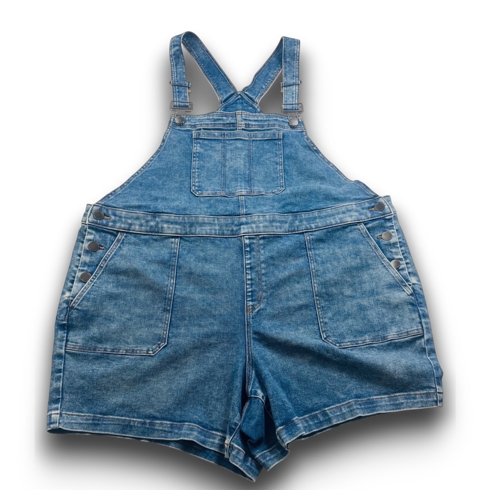Lane Bryant Denim Shortalls Stretch Bib Utility Plus Size Women Blue 24